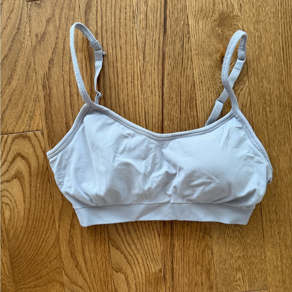 Athleta Gray Scoop Neck Bra Intimates, Taupe, size small petite.